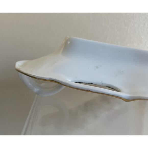 Trinket Nut Dish Gold Mark 18 Hand Painted Pink Yellow Wild Roses Old Victorian - Picture 9 of 16